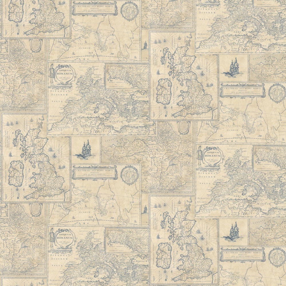 Mulberry Home Bohemian Travels‎ Indigo Wallpaper FG077 H10.0 11 yards